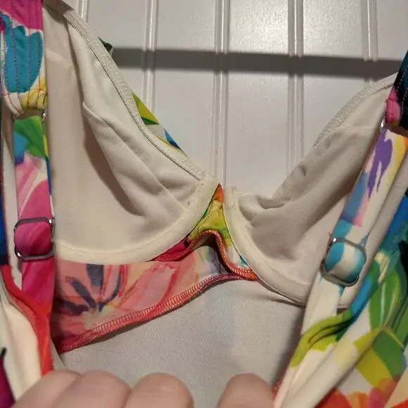 Miraclesuit Slimming Support Floral Tankini Top Underwire Size 10 - Picture 6 of 6